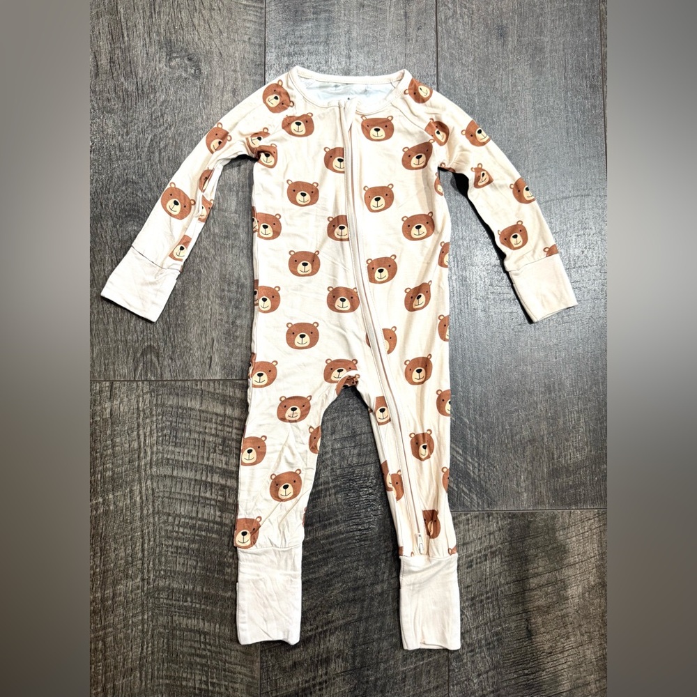 Bamboo Brown Bear Print Zipper Sleeper 6-12m